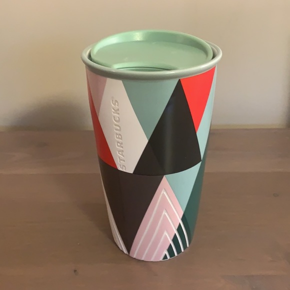 🆕 Starbucks Geometric Print Ceramic To Go Mug with Plastic Lid - Picture 2 of 8
